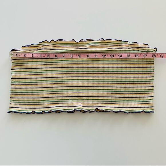 BP Multicolor Stripe Ribbed Lettuce Hem Crop Tube Top XL - Picture 2 of 8